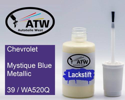 Chevrolet, Mystique Blue Metallic, 39 / WA520Q: 20ml Lackstift, von ATW Autoteile West.